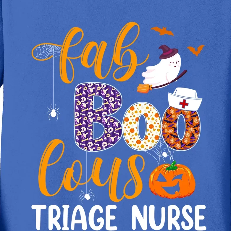 Fabulous Nurse Costume Faboolous Triage Nurse Boo Crew Funny Gift Kids Long Sleeve Shirt