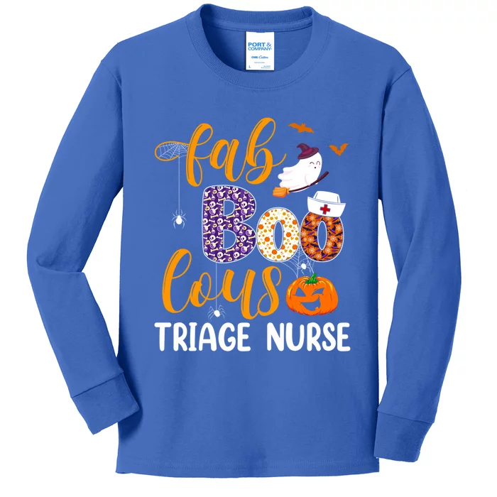 Fabulous Nurse Costume Faboolous Triage Nurse Boo Crew Funny Gift Kids Long Sleeve Shirt