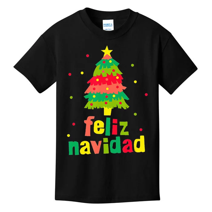 Feliz Navidad Colorful Xmas Tree Christmas Kids T-Shirt