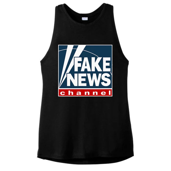 Fake News Channel Ladies Tri-Blend Wicking Tank