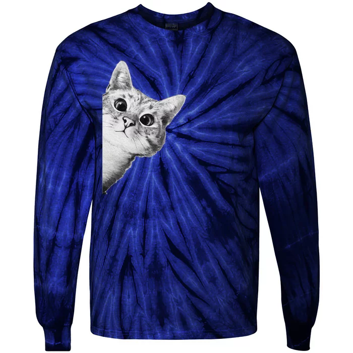 Funny Ninja Cat Meme Tie-Dye Long Sleeve Shirt