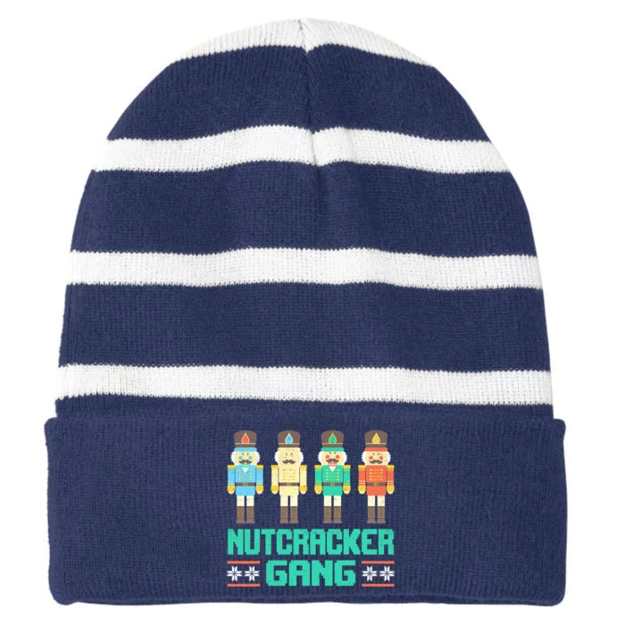 Funny Nutcracker Christmas Gang For Holiday Parties Striped Beanie with Solid Band