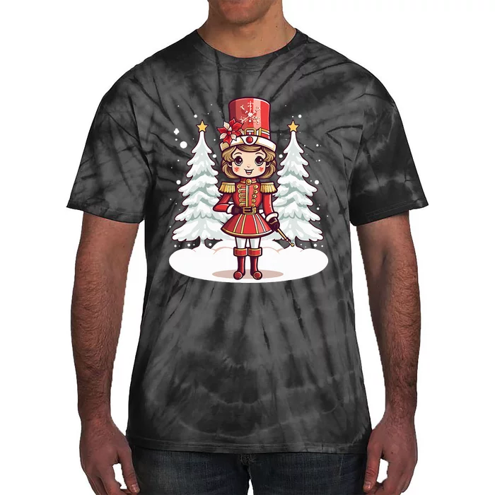 Female Nutcracker Christmas Themed Tie-Dye T-Shirt