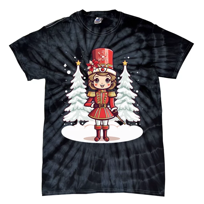 Female Nutcracker Christmas Themed Tie-Dye T-Shirt