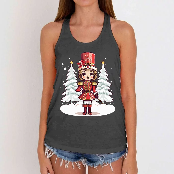 Female Nutcracker Christmas Themed Women's Knotted Racerback Tank