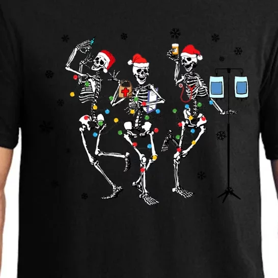 Funny Nurse Christmas Dancing Skeleton Santa Xmas Gift Pajama Set