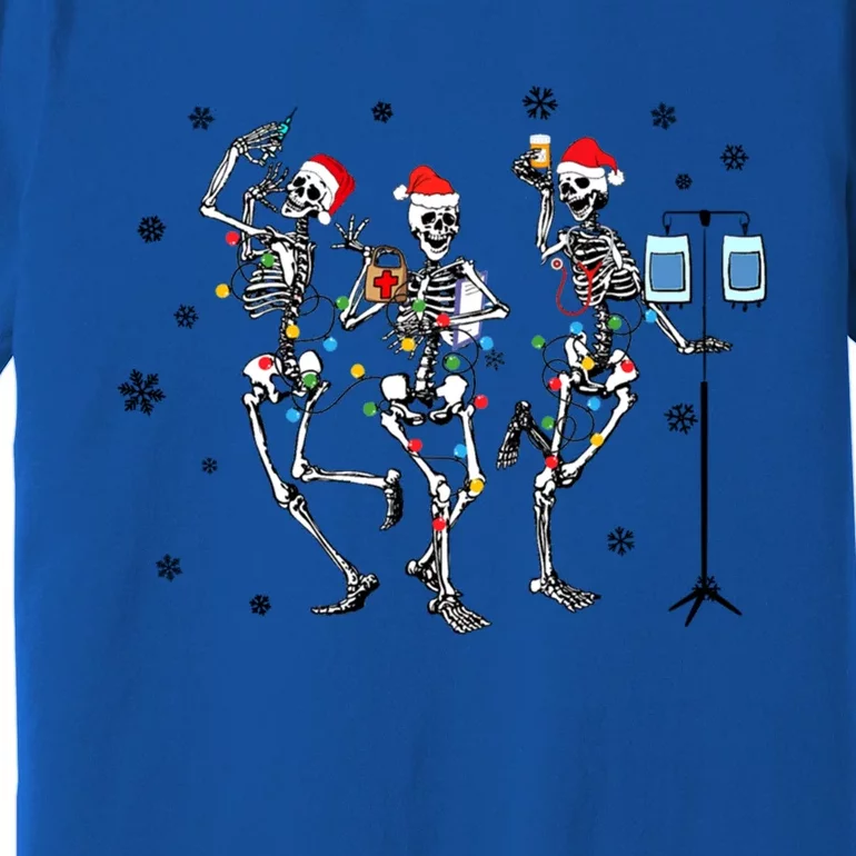 Funny Nurse Christmas Dancing Skeleton Santa Xmas Gift Premium T-Shirt