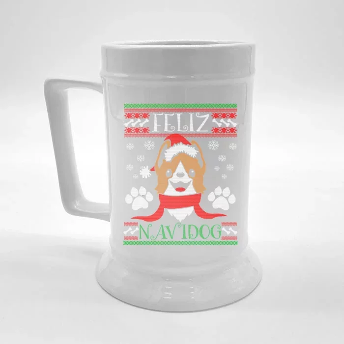 Feliz Navidog Christmas Front & Back Beer Stein