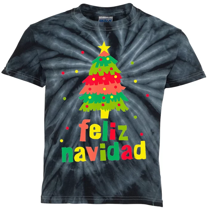 Feliz Navidad Colorful Xmas Tree Christmas Kids Tie-Dye T-Shirt