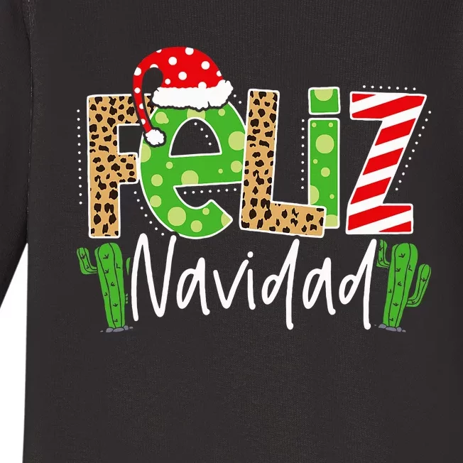 Feliz Navidad Cactus Spanish Christmas Matching Pajamas Baby Long Sleeve Bodysuit