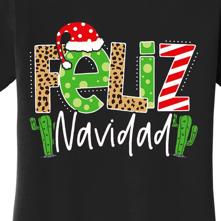 Feliz Navidad Cactus Spanish Christmas Matching Pajamas Women's T-Shirt