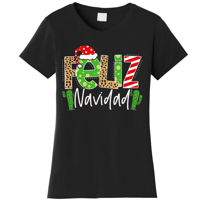 Feliz Navidad Cactus Spanish Christmas Matching Pajamas Women's T-Shirt