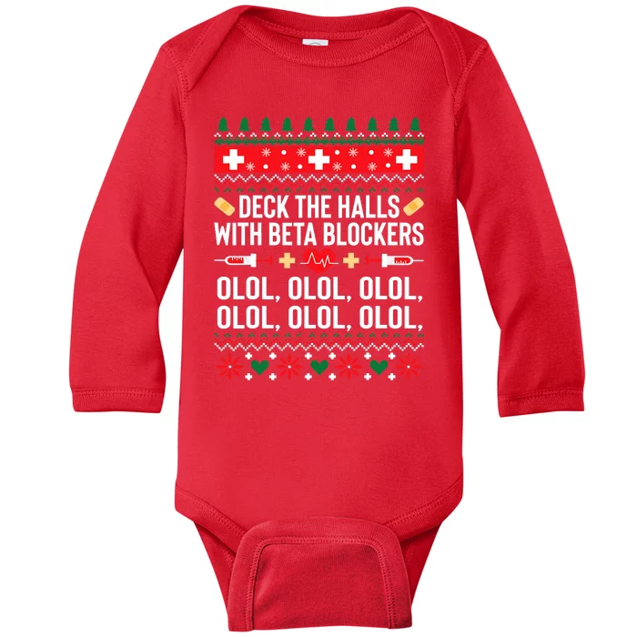 Funny Nurse Christmas Ugly Xmas Gift Trending Gift Baby Long Sleeve Bodysuit