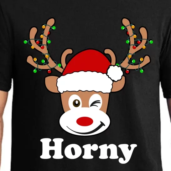 Funny Naughty Christmas Horny Reindeer Ugly Christmas Gift Pajama Set