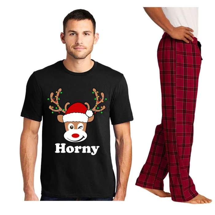 Funny Naughty Christmas Horny Reindeer Ugly Christmas Gift Pajama Set