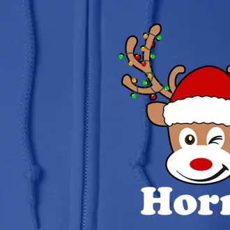 Funny Naughty Christmas Horny Reindeer Ugly Christmas Gift Full Zip Hoodie