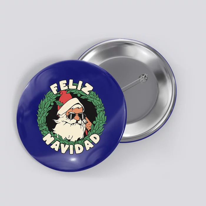 Feliz Navidad Christmas Santa In Cool Sunglasses Button