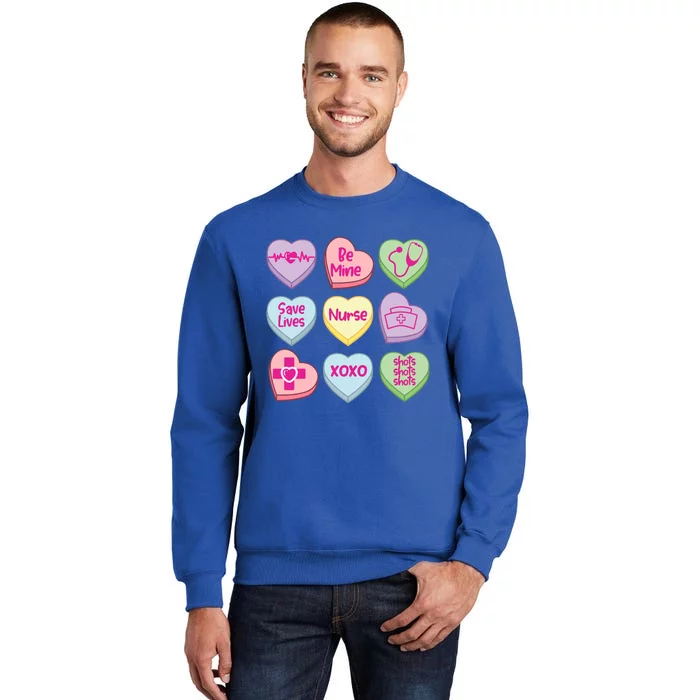 Funny Nurse Conversation Hearts Valentines Day Gift Tall Sweatshirt