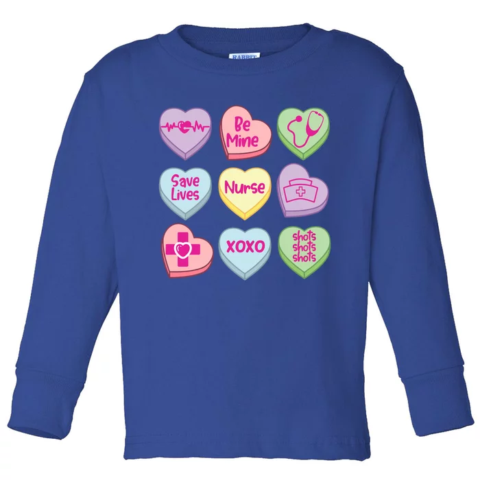 Funny Nurse Conversation Hearts Valentines Day Gift Toddler Long Sleeve Shirt