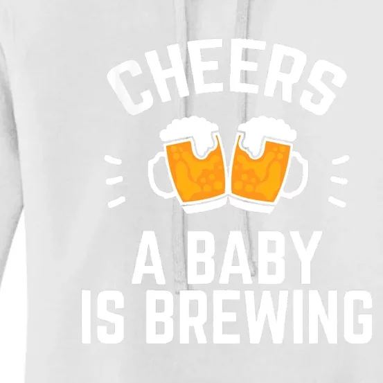 Funny New Dad Baby Shower Cheers A Baby Is Brewing Women's Pullover Hoodie