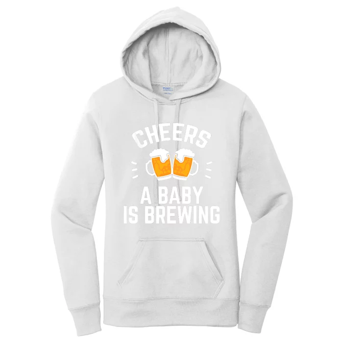 Funny New Dad Baby Shower Cheers A Baby Is Brewing Women's Pullover Hoodie