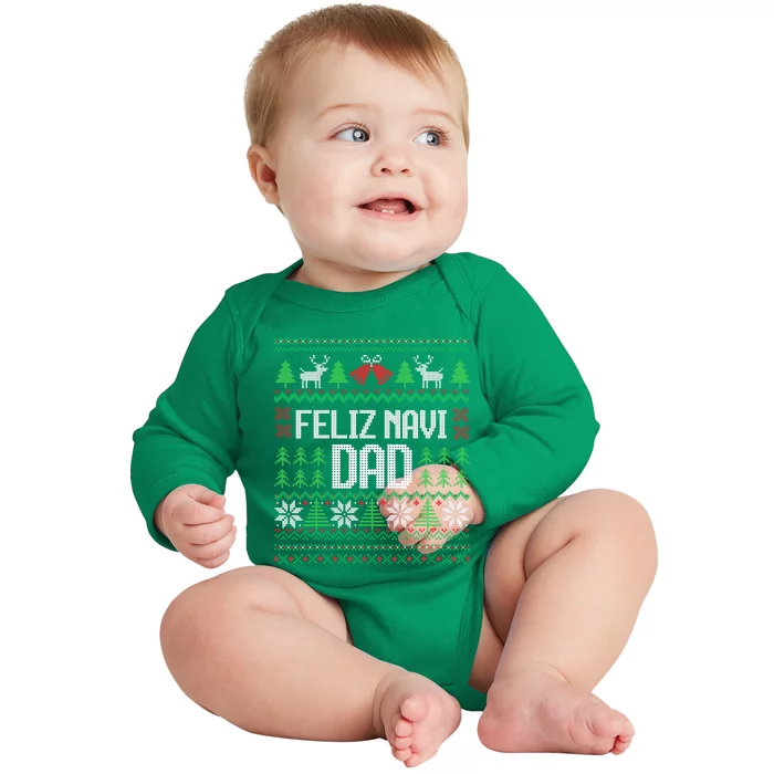 Feliz Navi Dad Funny Ugly Sweater for Christmas Baby Long Sleeve Bodysuit