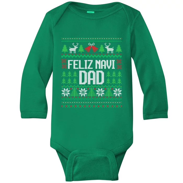 Feliz Navi Dad Funny Ugly Sweater for Christmas Baby Long Sleeve Bodysuit