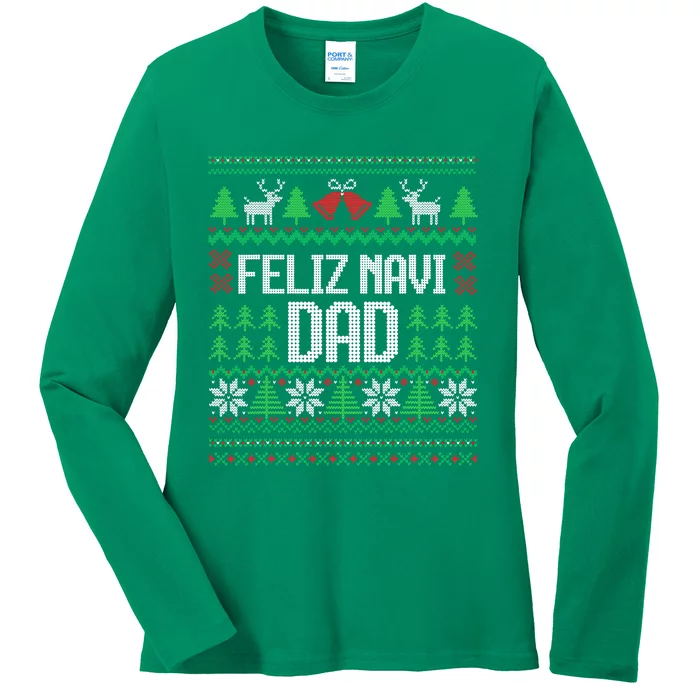 Feliz Navi Dad Funny Ugly Sweater for Christmas Ladies Long Sleeve Shirt