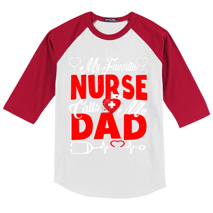 Funny Nurse Dad My Favorite Nurse Calls Me Dad Kids Colorblock Raglan Jersey