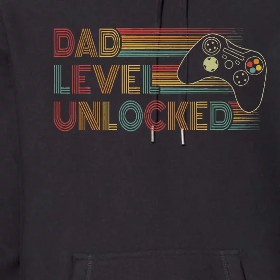 Funny New Dad Dad Level Unlocked Gaming Premium Hoodie