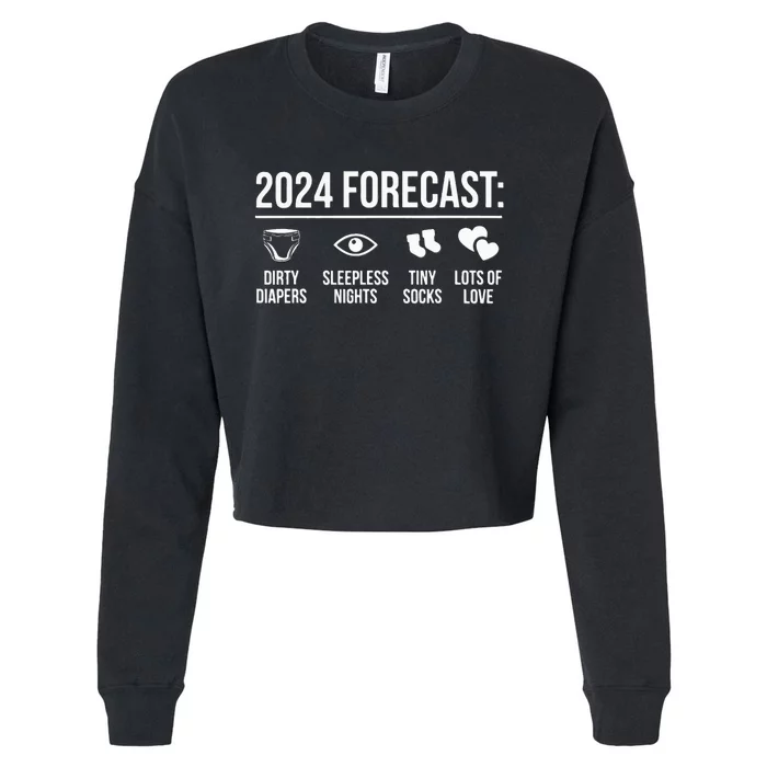 Funny New Dad Mom 2024 Cropped Pullover Crew