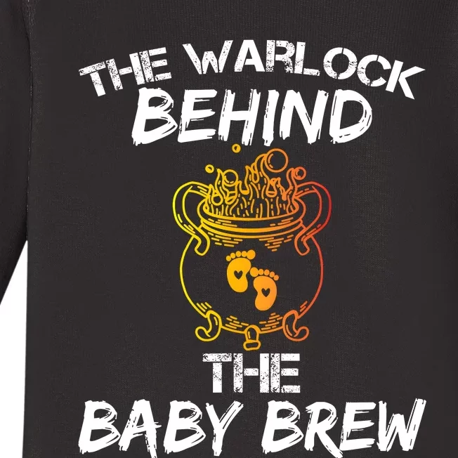 Funny New Dad Halloween The Warlock Behind The Baby Brew Baby Long Sleeve Bodysuit