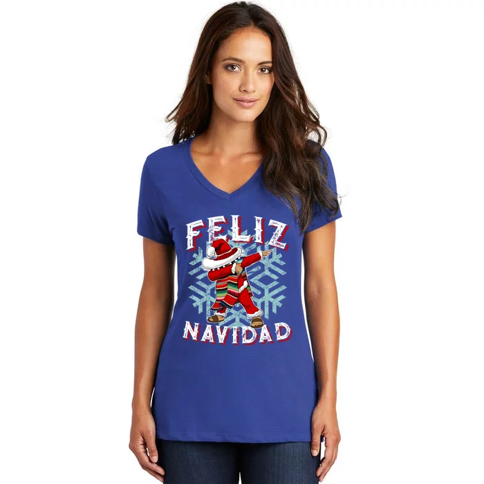 Feliz Navidad Dabbing Christmas Sombrero Great Gift Women's V-Neck T-Shirt