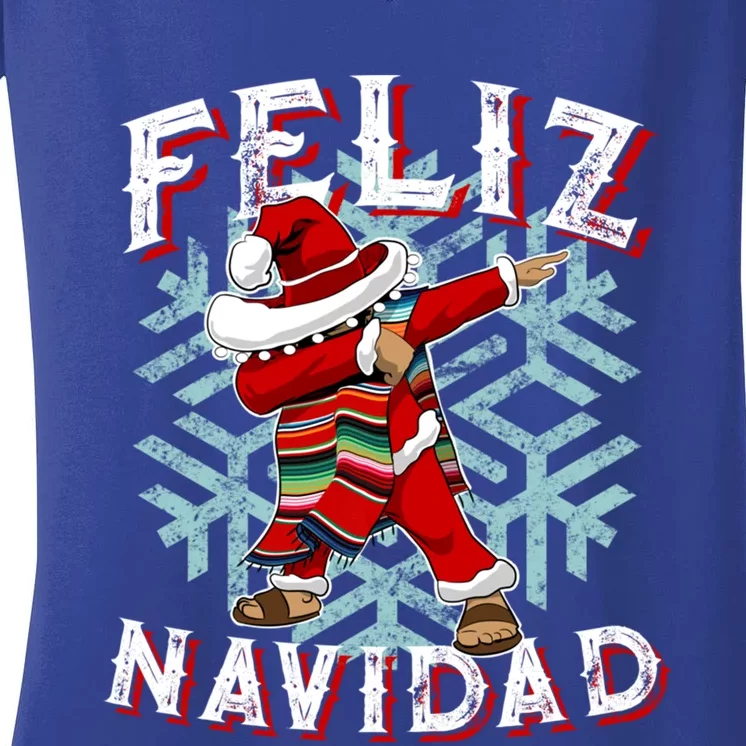 Feliz Navidad Dabbing Christmas Sombrero Great Gift Women's V-Neck T-Shirt