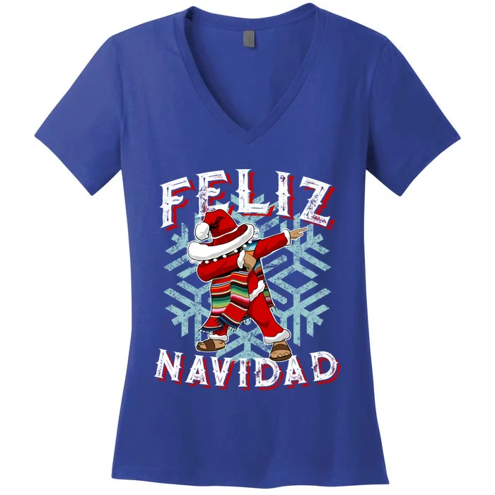 Feliz Navidad Dabbing Christmas Sombrero Great Gift Women's V-Neck T-Shirt