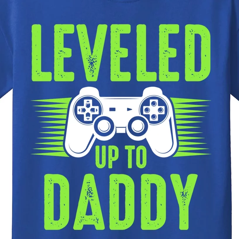 Funny New Dad Gift Video Game Leveled Up To Daddy Gift Kids T-Shirt