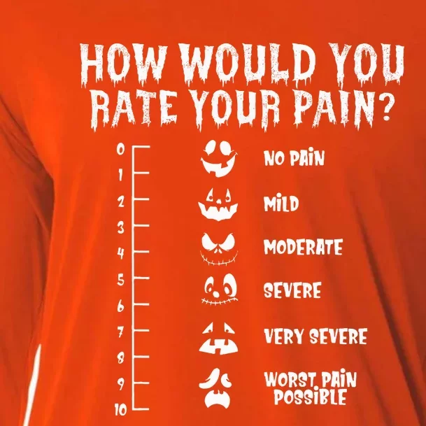 Funny Nurse Doctor Halloween How Would You Rate Your Pain Cooling Performance Long Sleeve Crew