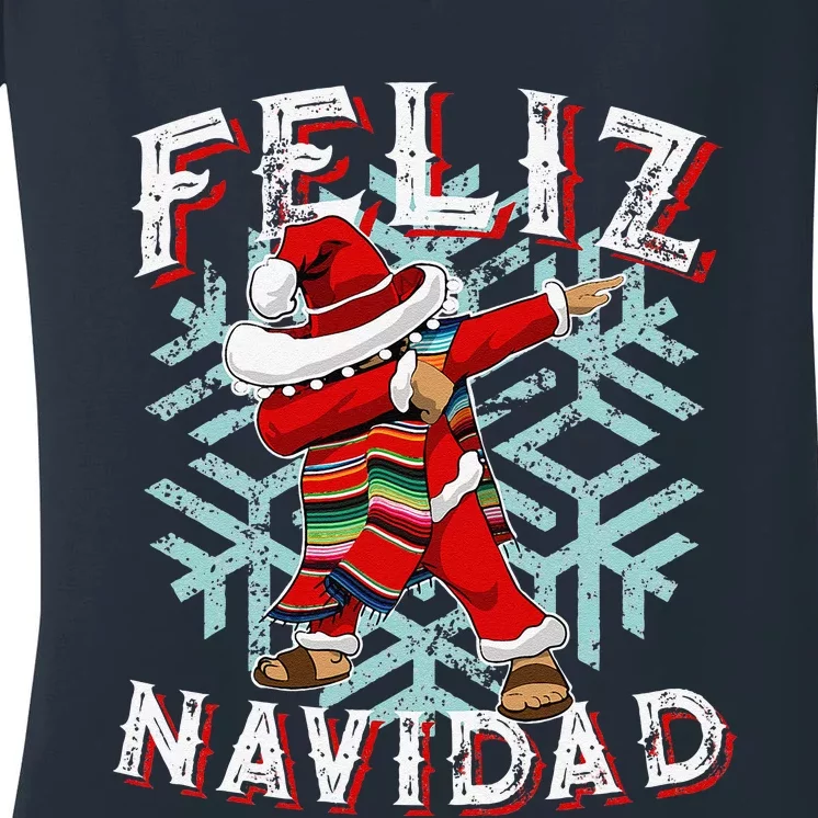 Feliz Navidad Dabbing Christmas Sombrero Women's V-Neck T-Shirt