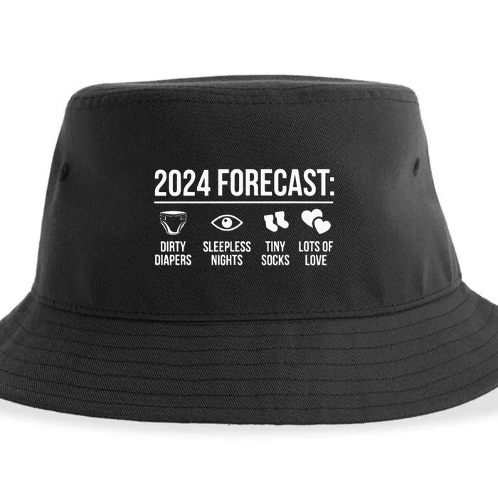 Funny New Dad Mom 2024 Baby Arrival Forecast Exepting Sustainable Bucket Hat