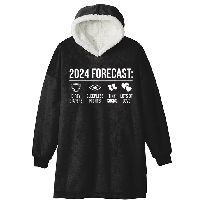 Funny New Dad Mom 2024 Baby Arrival Forecast Exepting Hooded Wearable Blanket