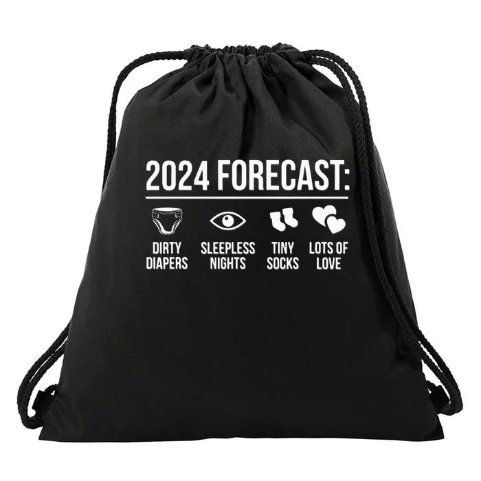 Funny New Dad Mom 2024 Baby Arrival Forecast Exepting Drawstring Bag