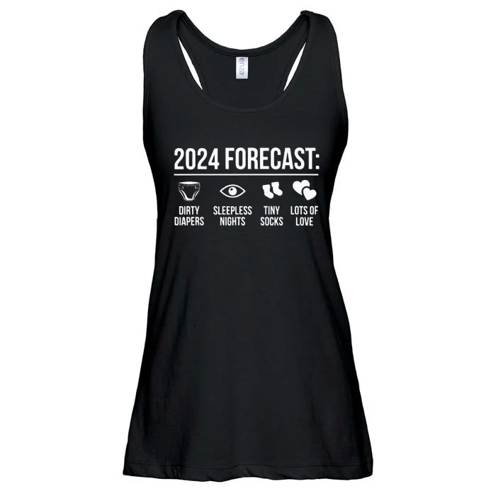 Funny New Dad Mom 2024 Baby Arrival Forecast Exepting Ladies Essential Flowy Tank