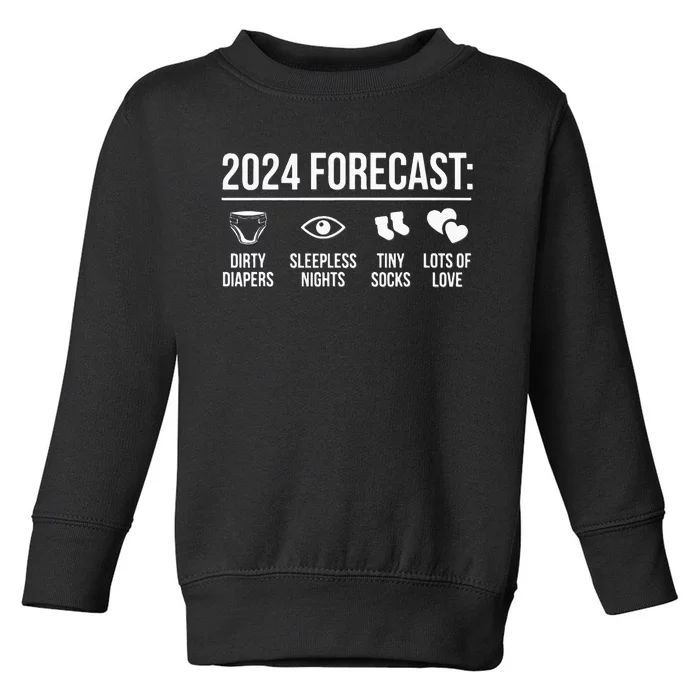 Funny New Dad Mom 2024 Baby Arrival Forecast Exepting Toddler Sweatshirt