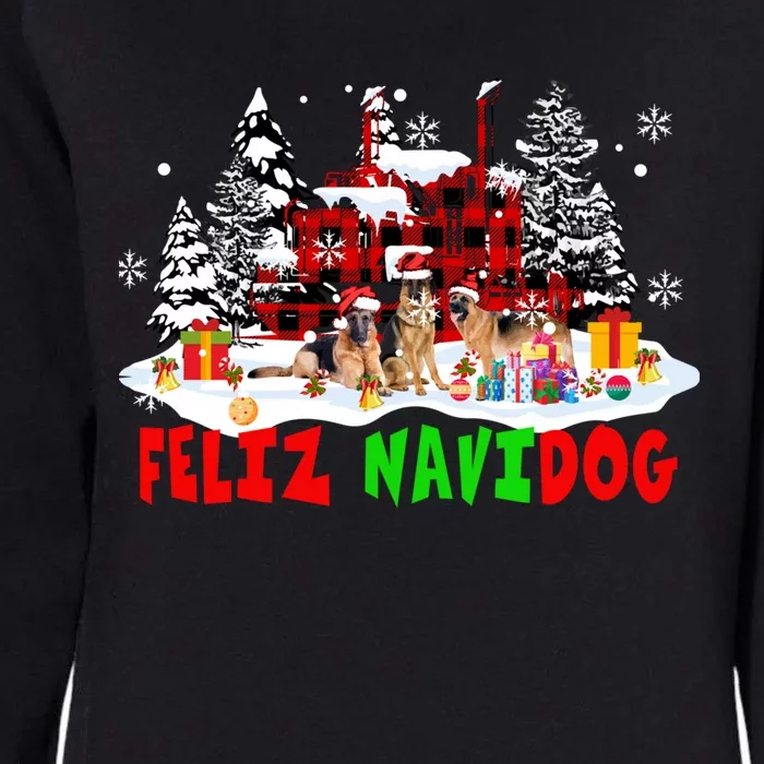 Feliz Navidad Dog Xmas Truck Three Santa Ger Shepherds Gift Womens California Wash Sweatshirt