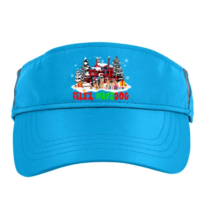 Feliz Navidad Dog Xmas Truck Three Santa Ger Shepherds Gift Adult Drive Performance Visor