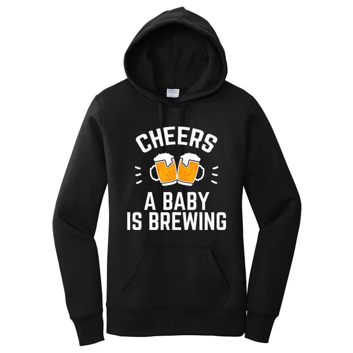 Funny New Dad Baby Shower Cheers A Baby Is Brewing Women's Pullover Hoodie