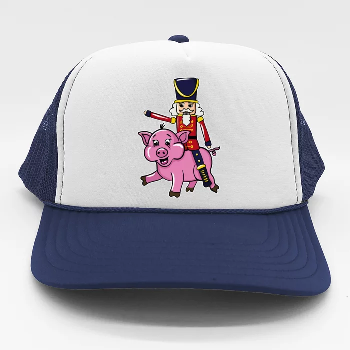 Funny Nutcracker Doll Riding Pig Lover Trucker Hat