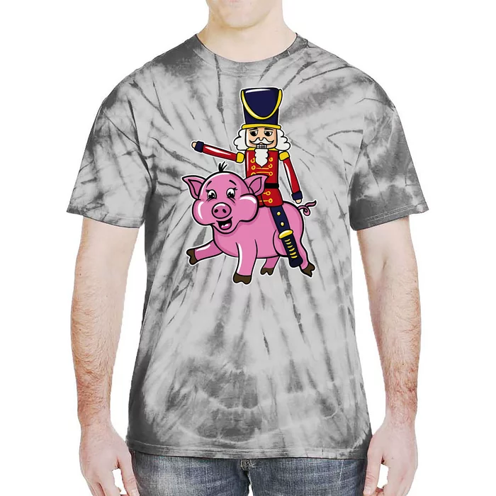 Funny Nutcracker Doll Riding Pig Lover Tie-Dye T-Shirt