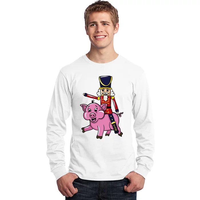 Funny Nutcracker Doll Riding Pig Lover Long Sleeve Shirt