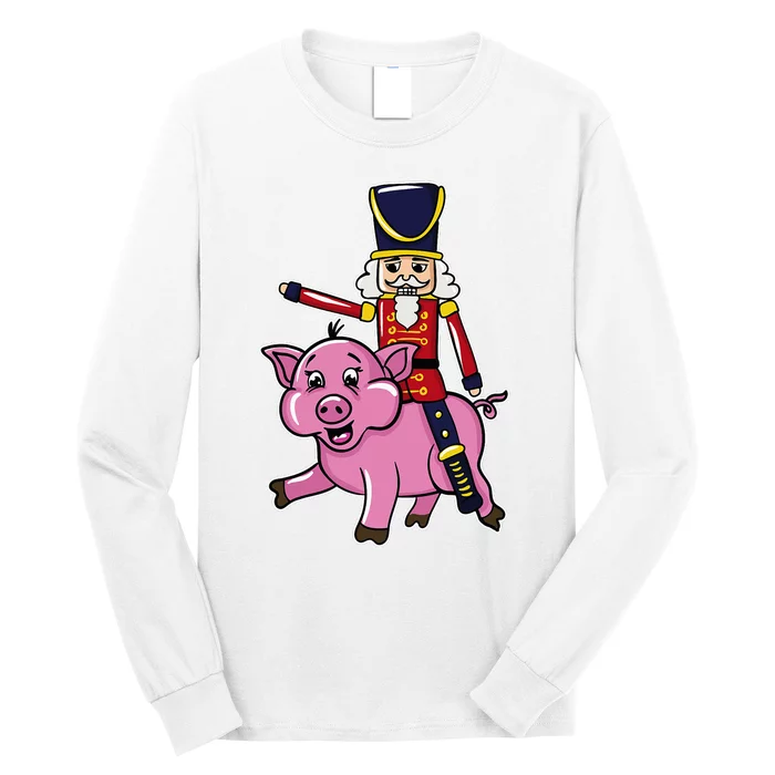 Funny Nutcracker Doll Riding Pig Lover Long Sleeve Shirt